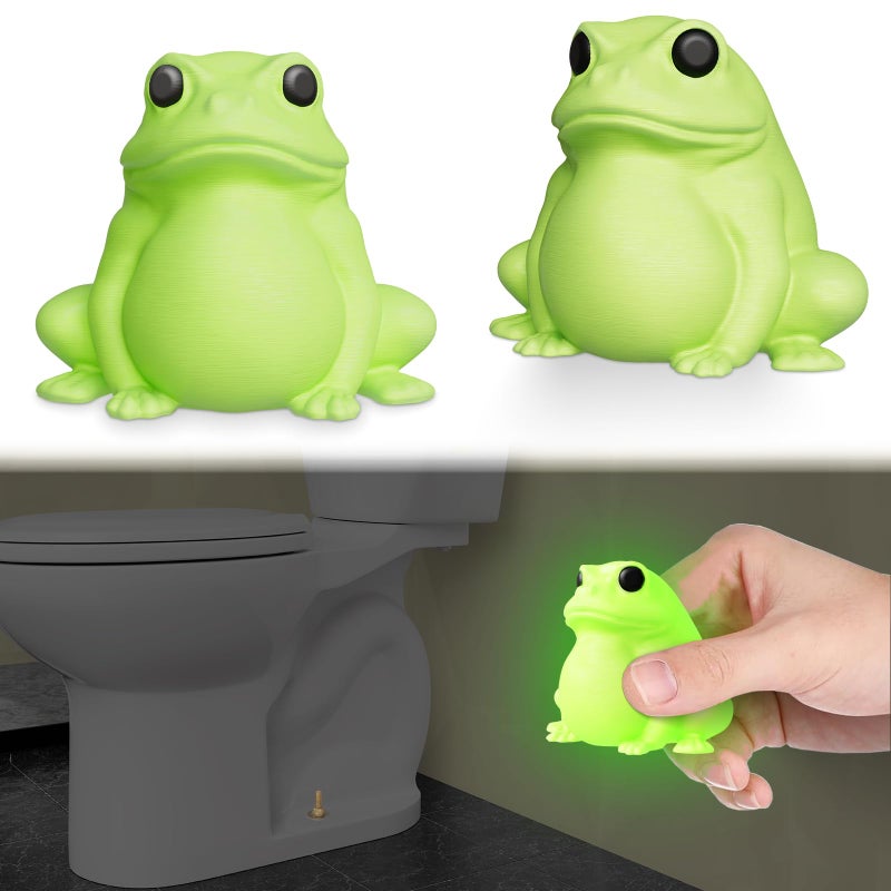 boeemi Toilet Bolt Caps Decorative Glow in The Dark- 2PCs Frog Toilet Bowl Bolt Covers Luminous Green PLA Cute Bathroom Decor Accessories Rust Prevention - Image 1